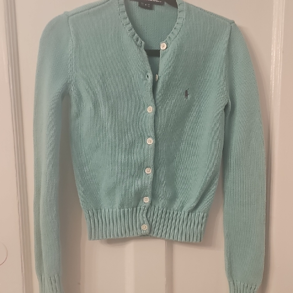 Ralph Lauren Mint Green Cotton Cardigan Sweater